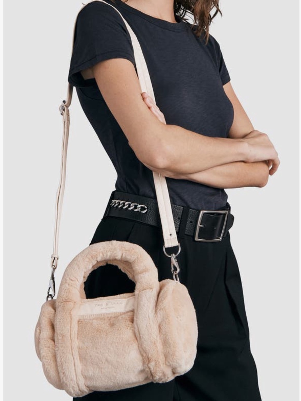 RAG & BONE CLOUD MINI FUR DUFFEL BAG NWT